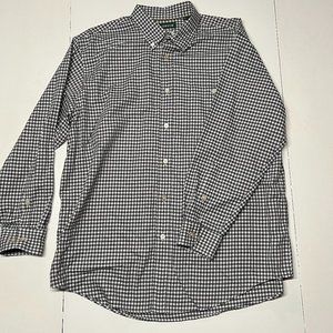 Orvis Men’s Size XL Black/White Plaid Check Button Collar “Country Twill” Shirt